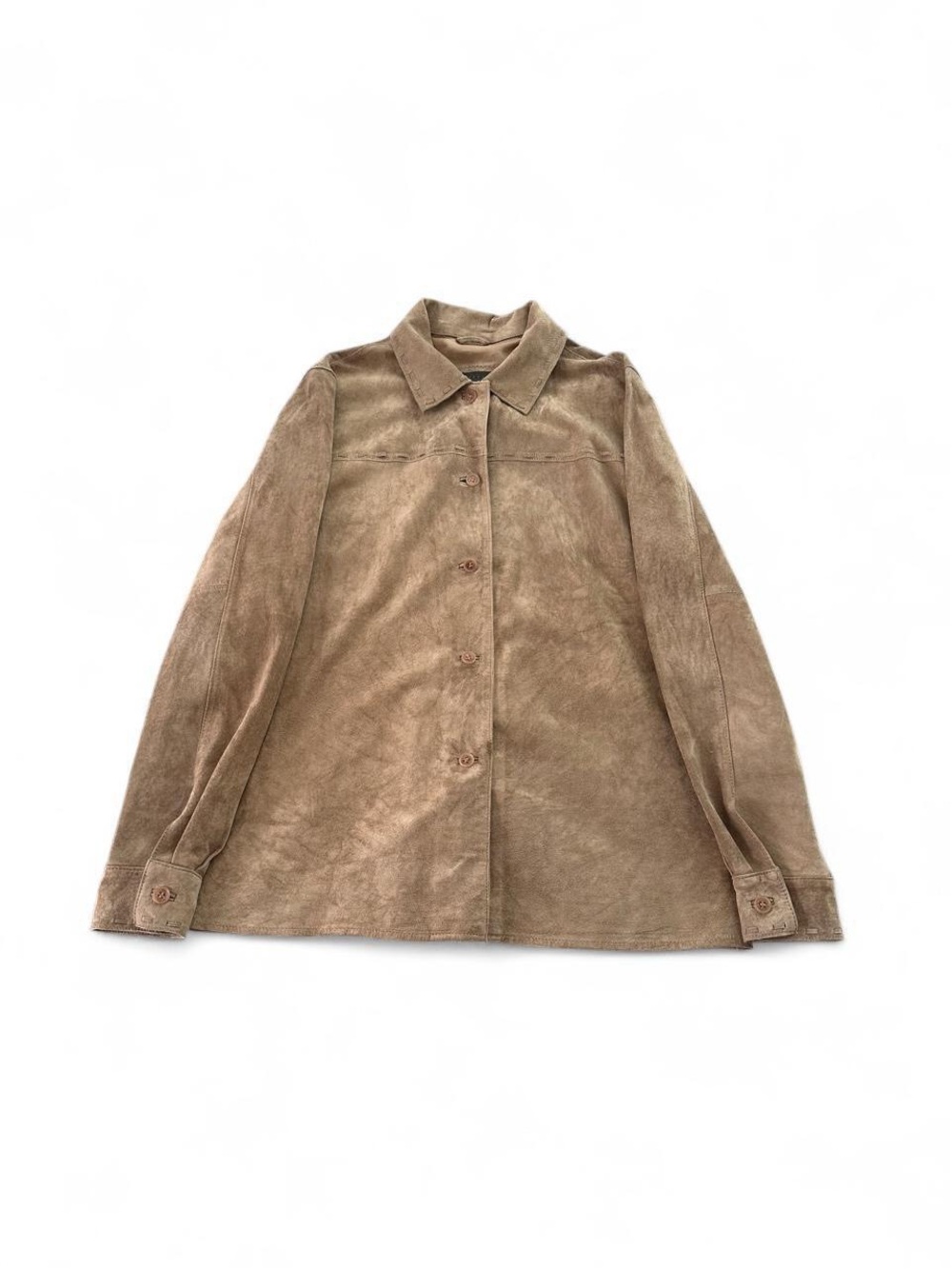 Women medium Tan suede leather jacket with a relaxed fit